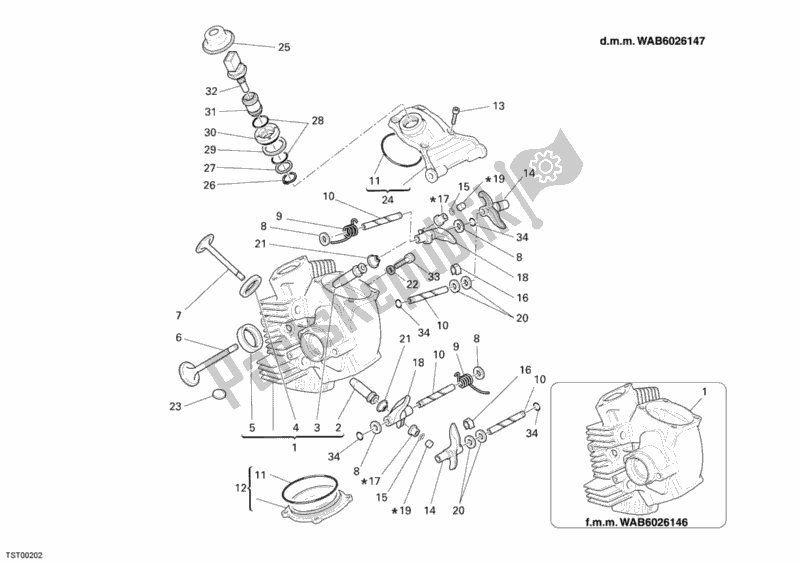 Todas las partes para Culata Horizontal de Ducati Sportclassic Sport 1000 Single-seat USA 2006